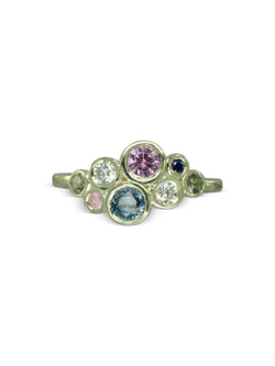 Water Bubbles Pink and Teal Sapphire Cluster Ring Ring Pruden and Smith   