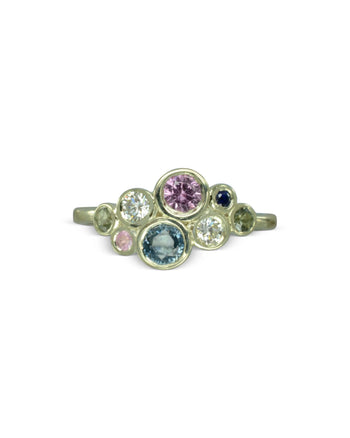 Water Bubbles Pink and Teal Sapphire Cluster Ring Ring Pruden and Smith   