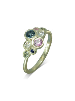 Water Bubbles Pink and Teal Sapphire Cluster Ring Ring Pruden and Smith   