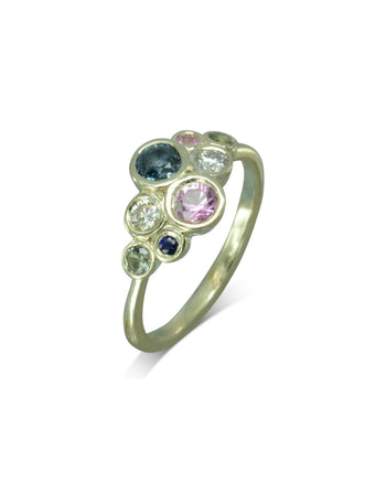 Water Bubbles Pink and Teal Sapphire Cluster Ring Ring Pruden and Smith   