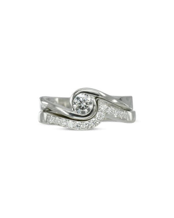 Flat Twist Solitaire Engagement and Wedding Ring Set Ring Pruden and Smith   