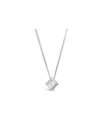 Cube Princess Cut Diamond Platinum Pendant Pendant Pruden and Smith   