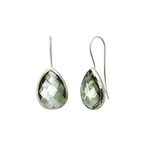 Rock Crystal Green Drop Earrings Earrings Pruden and Smith   