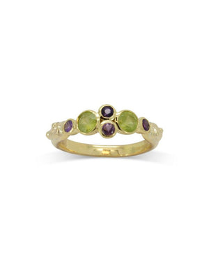 Roman Peridot and Amethyst Yellow Gold Ring Ring Pruden and Smith   