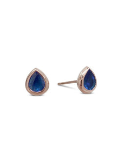 Gold Sapphire Pear Shaped Earstuds Earrings Pruden and Smith 18ct Rose Gold  