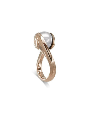 Spiral Suspended White Pearl Ring Ring Pruden and Smith 18ct Rose Gold  