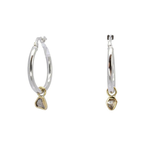 Rough Diamond Hoop Earrings Earrings Pruden and Smith   