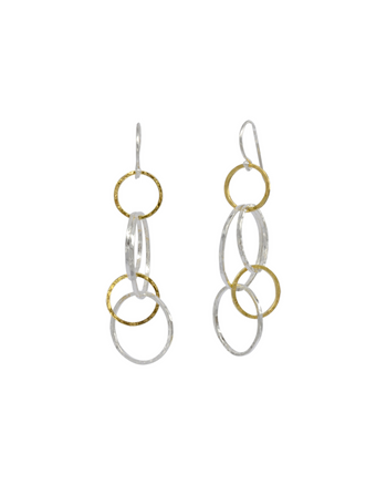 Hammered Two Tone Chain Dangly Earrings Earrings Pruden and Smith 50mm  