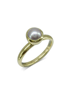 Round Pearl Gold Ring Ring Pruden and Smith 9ct Yellow Gold Pearl (Pink Freshwater) 