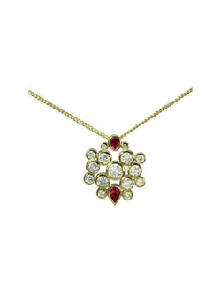 Water Bubbles Cluster Ruby and Diamond Pendant Pendant Pruden and Smith   