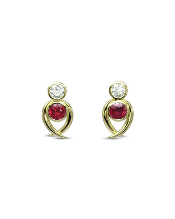 Spiky Ruby and Diamond Stud Earrings Earrings Pruden and Smith   