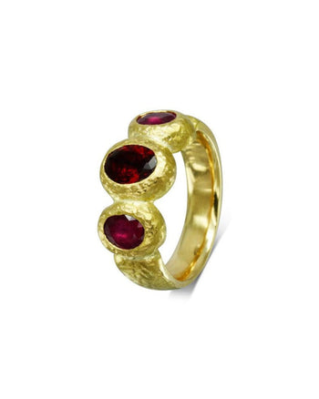 Nugget Ruby and Yellow Gold Trilogy Ring Ring Pruden and Smith   