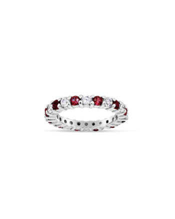 Claw Set Gemstone Full Eternity Ring Ring Pruden and Smith Ruby (Red-Natural)  