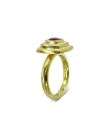 Pagoda Ruby and Diamond Yellow Cluster Engagement Ring Ring Pruden and Smith   