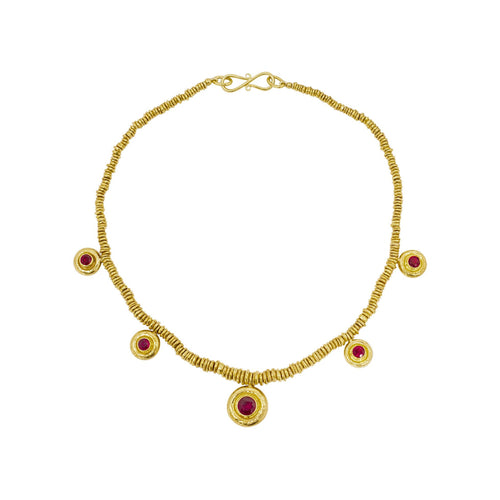 Hammered Disc Ruby Necklace Necklace Pruden and Smith   