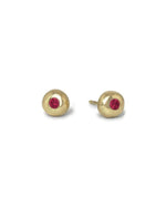 Nugget Yellow Gold Ruby Stud Earrings Earrings Pruden and Smith   