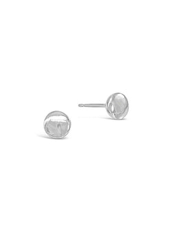 Pebble 9ct Gold Stud Earrings Earrings Pruden and Smith Round 9ct White Gold 
