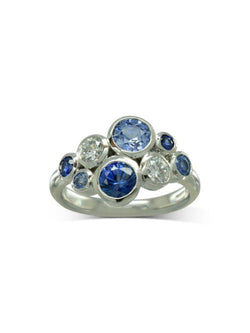 Water Bubbles Sapphire and Diamond Platinum Cluster Ring Ring Pruden and Smith   