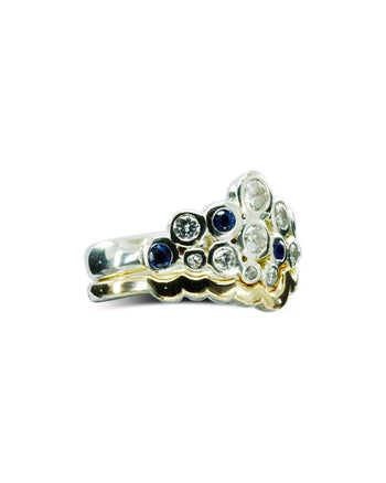 Water Bubbles Sapphire and Diamond Cluster Ring Ring Pruden and Smith   