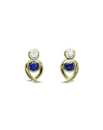 Spiky Sapphire and Diamond Yellow Gold Stud Earrings Earrings Pruden and Smith   