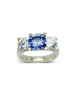 Claw Set Sapphire and Diamond Platinum Trilogy Ring Ring Pruden and Smith   