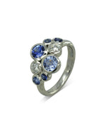 Water Bubbles Sapphire and Diamond Platinum Cluster Ring Ring Pruden and Smith   