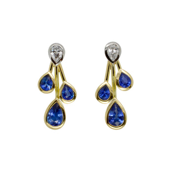 Sapphire and Diamond Teardrop Earrings Earrings Pruden and Smith   
