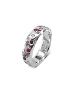 Side Hammered Ruby Pink Sapphire Diamond Eternity Ring Ring Pruden and Smith   