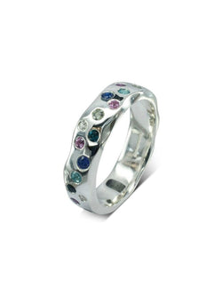 Side Hammered Sapphire Diamond Eternity Ring Ring Pruden and Smith   