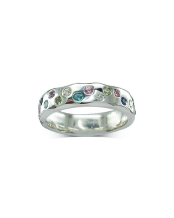 Side Hammered Ruby Pink Sapphire Diamond Eternity Ring Ring Pruden and Smith   