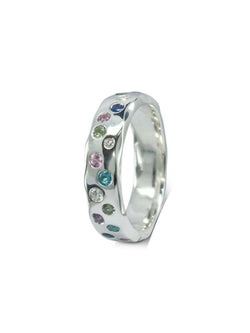 Side Hammered Sapphire Diamond Eternity Ring Ring Pruden and Smith   