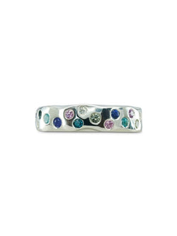 Side Hammered Sapphire Diamond Eternity Ring Ring Pruden and Smith   