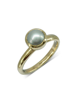 Round Pearl Gold Ring Ring Pruden and Smith 9ct Yellow Gold Pearl (Grey Freshwater) 