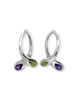 Moi et Toi Silver, Peridot and Amethyst Earrings Earrings Pruden and Smith   