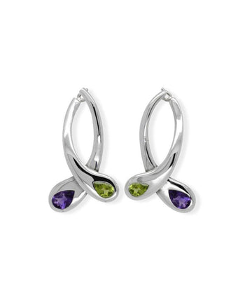 Moi et Toi Silver, Peridot and Amethyst Earrings Earrings Pruden and Smith   