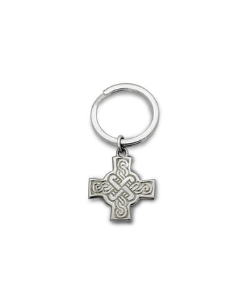 Silver Celtic Cross Keyring designed by Dunstan Pruden Keyring Pruden and Smith   