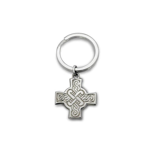 Silver Celtic Cross Keyring designed by Dunstan Pruden Keyring Pruden and Smith   