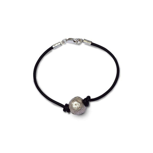 Nugget Silver Bead with Leather Bracelet Bracelet Pruden and Smith   