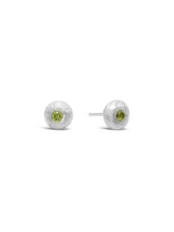 Nugget Silver and Gemstone Stud Earrings Earrings Pruden and Smith Peridot (Lime Green)  
