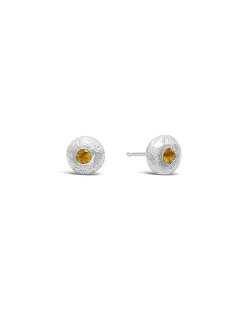 Nugget Silver and Gemstone Stud Earrings Earrings Pruden and Smith Citrine (Pale Orange)  