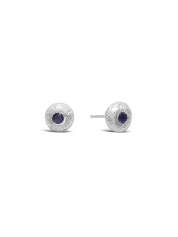Nugget Silver and Gemstone Stud Earrings Earrings Pruden and Smith Iolite (Navy Blue)  