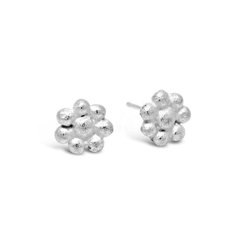 Nugget Silver Flower Stud Earrings Earrings Pruden and Smith   