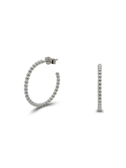 Nugget Silver Bead Mini Hoop Earrings Earrings Pruden and Smith   