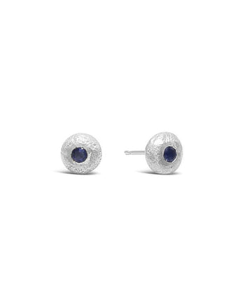 Nugget Silver and Sapphire Stud Earrings Earrings Pruden and Smith   