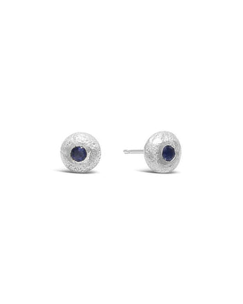 Nugget Silver and Sapphire Stud Earrings Earring Pruden and Smith   