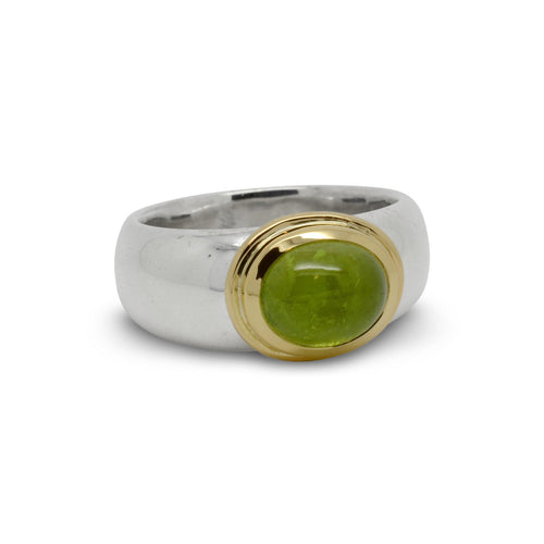 Taper Silver and Gold Peridot Ring Ring Pruden and Smith   
