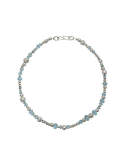 Random Silver Nugget and Blue Topaz Necklace Necklace Pruden and Smith   