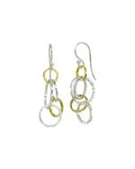 Hammered Two Tone Chain Dangly Earrings Earrings Pruden and Smith 30mm  