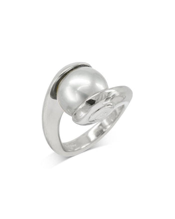 Spiral Suspended White Pearl Ring Ring Pruden and Smith   