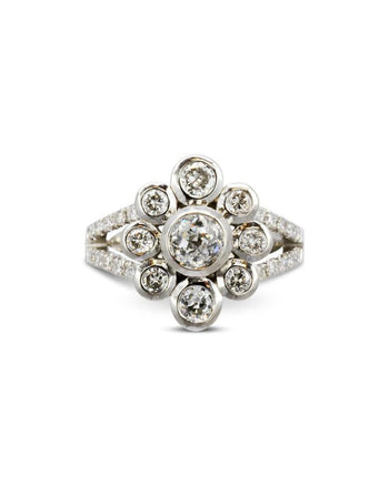 Bespoke Contemporary Diamond Cluster Ring Ring Pruden and Smith   